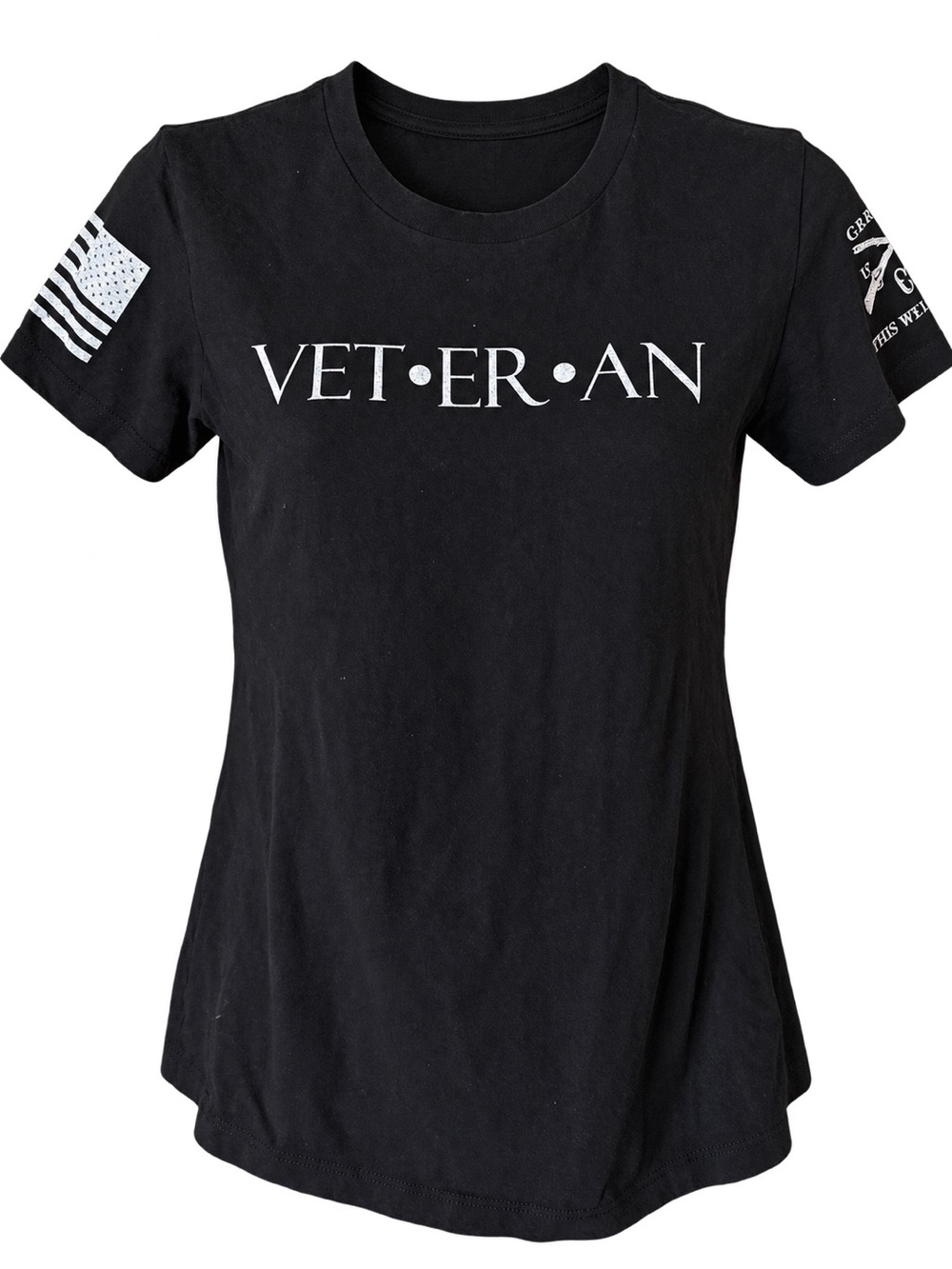 Grunt Style Women’s Veteran Black Graphic T-Shirt Patriotic - Picture 3 of 8